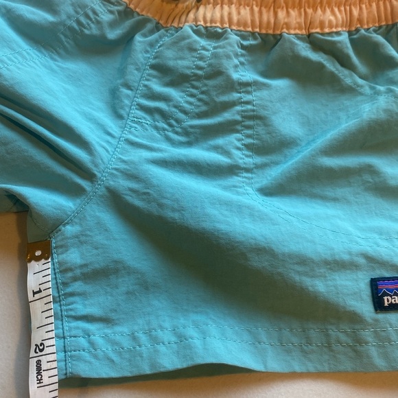 Patagonia Kids Baggies Shorts Size Small Recycled Nylon Aqua Peach NetPlus - Picture 6 of 7